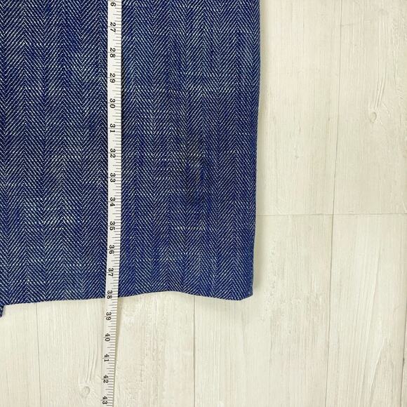 J.Crew Blue Linen Blend Sheath Dress Size 2 Sleeveless Lined Herringbone Office - Picture 14 of 15